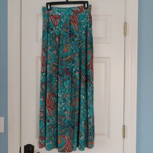 Floral and Paisley Wide-Leg Palazzo Pull on Pants XS Beach Boho Summer Vacation